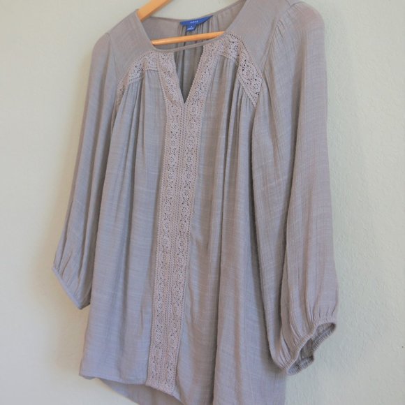 Apt. 9 Taupe Peasant Top Size S - Picture 5 of 7